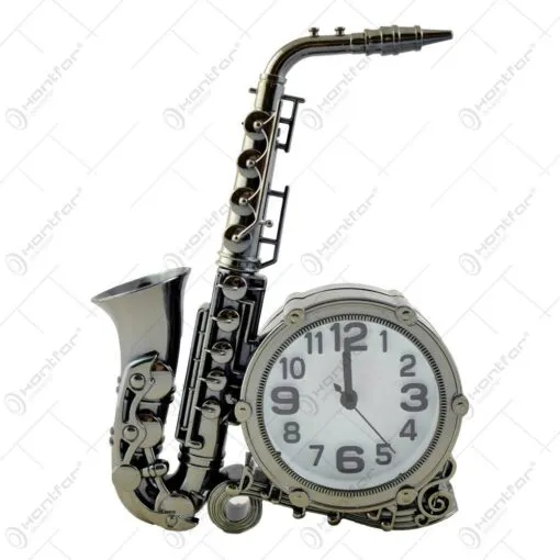 Ceas de masa din plastic Saxofon 14×23 CM