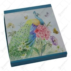 Set 6 lingurite pentru desert cu manere acoperite in ceramica - Design cu paun