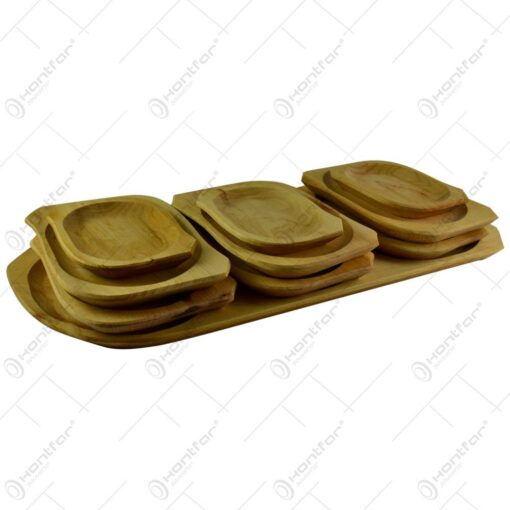 Set vesele din lemn de arin pentru servirea mesei (9 +1)