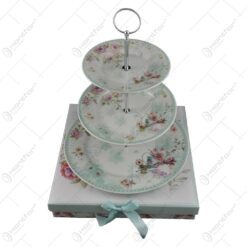 Platou etajat cu 3 nivele din ceramica - Rose