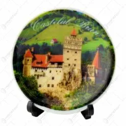 Farfurie decorativa realizata din ceramica cu suport din lemn - Design Romania-Castelul Bran - Diverse modele