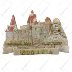 Magnet de frigider realizat din rasina - Castelul Bran & Vlad Tepes (Model 5)