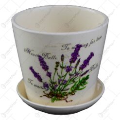 Ghiveci cu farfurie realizat din ceramica - Lavanda Casuta - Diverse modele