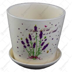 Ghiveci cu farfurie realizat din ceramica - Lavanda Casuta - Diverse modele