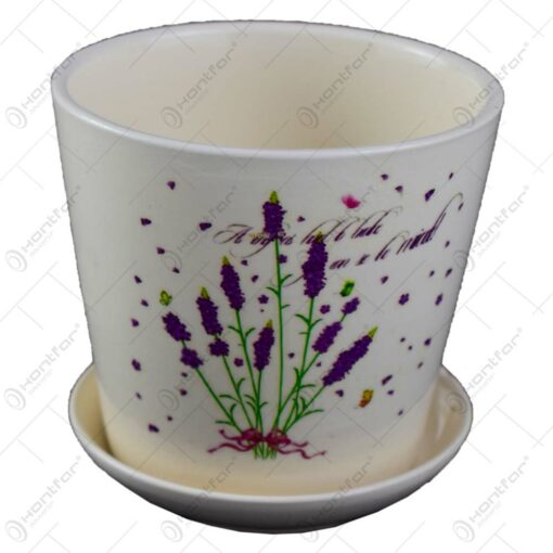 Ghiveci cu farfurie realizat din ceramica - Lavanda Casuta - Diverse modele