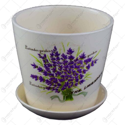 Ghiveci cu farfurie realizat din ceramica - Lavanda Casuta - Diverse modele