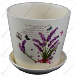 Ghiveci cu farfurie realizat din ceramica - Lavanda Casuta - Diverse modele