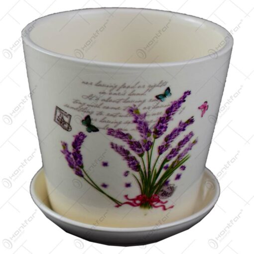 Ghiveci cu farfurie realizat din ceramica - Lavanda Casuta - Diverse modele