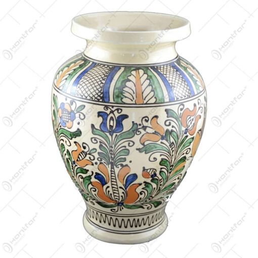 Vaza ceramica de Corund pictat cu motive populare - 27 cm