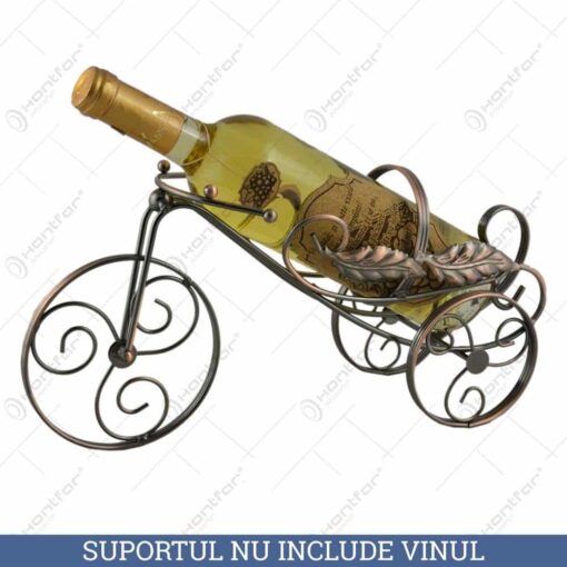 Suport pentru sticla de vin realizat din metal - Design cu frunze (Model 2)