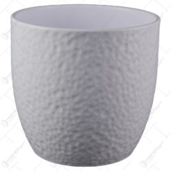Ghiveci realizat din ceramica - Design in relief - Alb