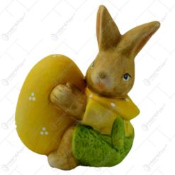 Figurina iepuras de Paste din ceramica 12 CM - Iepuras cu ou colorat