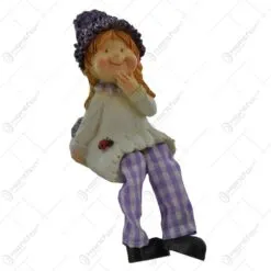 Pereche de figurine copii lavanda din rasina cu picioare textil 9 CM