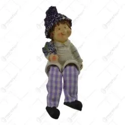 Pereche de figurine copii lavanda din rasina cu picioare textil 9 CM