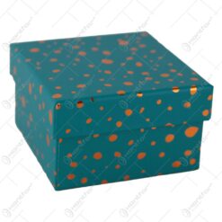 Cutie cadou cu buline aurii 9x9 CM - Se vinde 12 buc/bax