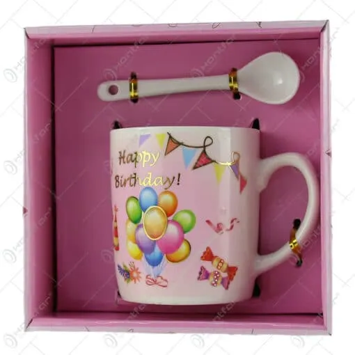 Cana cu ligurita din ceramica "Happy Birthday" 7 CM - Surprize