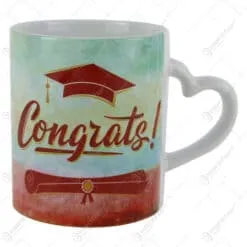 Cana ceramica pentru absolvire "Congrats!" 330 ml - Rosu