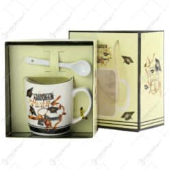 Cana cu lingurita din ceramica pentru Absolvire