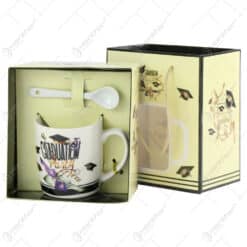 Cana cu lingurita din ceramica pentru Absolvire