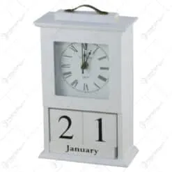 Calendar Perpetuu din lemn cu ceas 15x22 CM