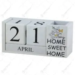 Calendar perpetuu din lemn 19x9 CM - Home sweet home