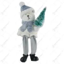 Figurina Craciun Ursulet din ceramica cu picioare mobile 18 CM