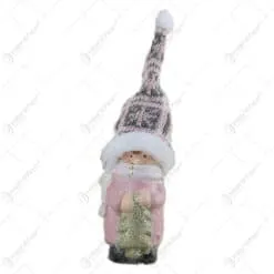 Figurina Craciun Copil din ceramica cu caciula tricotata 20 CM