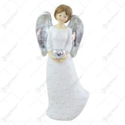 Figurina Inger din rasina 17 CM cu aripi argintii