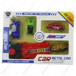 Set Pista lansator 4 masinute metalice Super Power
