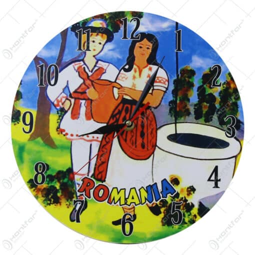 Ceas rotund din lemn 28 CM Romania/Castelul Bran