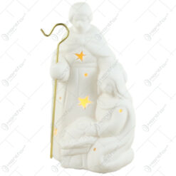 Ornament din ceramica cu led Sfanta Familie 15 CM