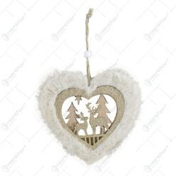 Ornament de brad Stea din lemn si blana 13 CM