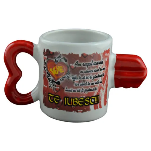 Cana ceramica in forma de cheie. cu inscriptie si simbolouri