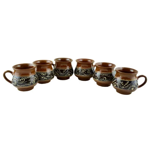 Canita groasa pentru tuica din ceramica. decorata cu motive populare