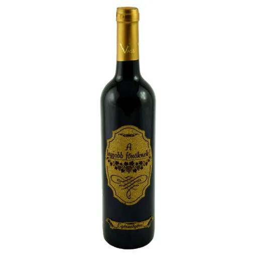 Vin rosu 0.75l cu eticheta din pluta - Design "A legjobb fonoknek"- Gravata cu laser
