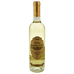 Vin alb 750 ml "Boldog Nyugdijas Eveket" cu eticheta personalizata din pluta - Laser