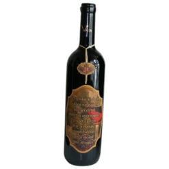 Vin rosu 750 ml "Szivembol kivanok boldog nevnapot..."cu eticheta din pluta -