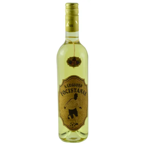 Vin alb 0.75l cu eticheta personalizata din pluta - Design "A legjobb focistanak"