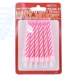 Set 12 lumanari roz pentru tort 10 CM