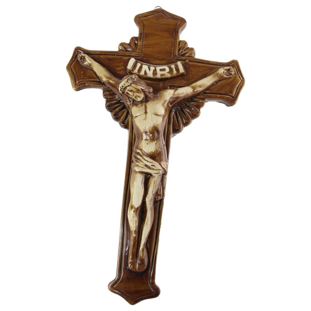 Isus Rastignit Crucifix cu Isus rastignit din ipsos 18x30 CM - Hontfar