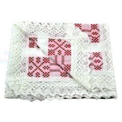 Fata de masa artizanat 75x45 CM Alb/Rosu