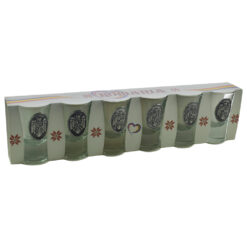 Set pahare de tuica din sticla. cu decor embosat - Stema Romaniei - 6 pahare