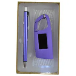 Set cadouri in cutie din hartie cu capac transparent - Pix si breloc cu lanterna - Mai multe tipuri