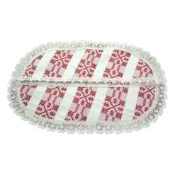 Servetel artizanat oval 45x25 CM Crem/Rosu
