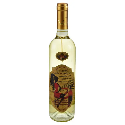 Vin alb 0.75l cu eticheta personalizata din pluta - Design "Aki a bort..."