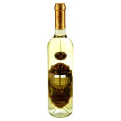 Vin rosu 0.75l cu eticheta colorata cu ferestre realizata din pluta - Design "Boldog szuletesnapot"