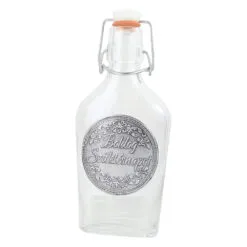 Plosca din sticla cu decor embosat 200 ml - "Boldog sz?let?snapot!"