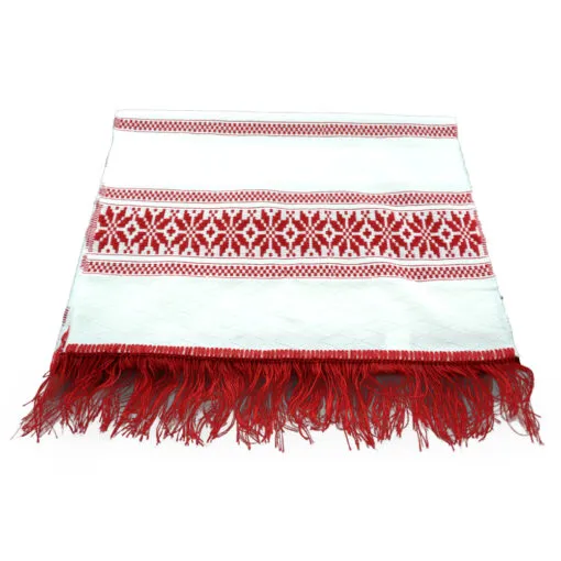 Fata de masa artizanat 150x47 CM Alb/Rosu