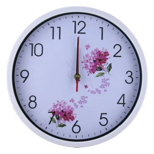Ceas de perete rotund din plastic 30CM - Design Floral