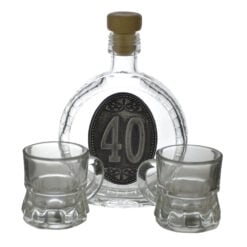 Set de doua pahare pentru tarie cu plosca 0.1 L inscriptionata 40